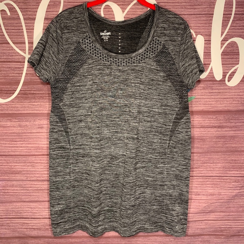 Spalding Grey/Black Marled Space Dye Athletic Tee